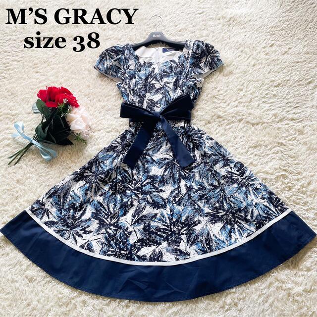 キュプラ M'S 花柄 リボンベルト 紺色 サイズMの通販 by momo's shop ...