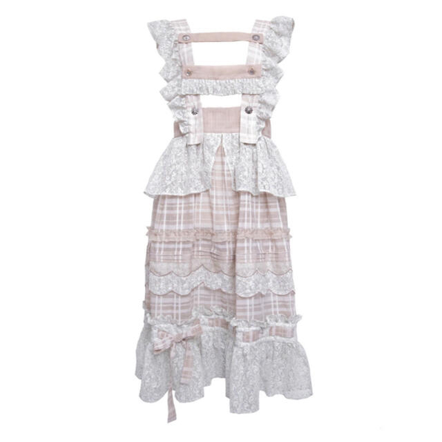 rurumu frill check apron ワンピース レディースのワンピース(ロングワンピース/マキシワンピース)の商品写真