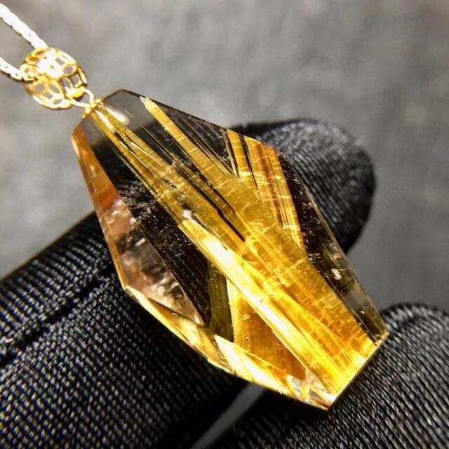 ⭐︎【天然】タイチンルチルクオーツ ペンダントトップ k18 3.9g-