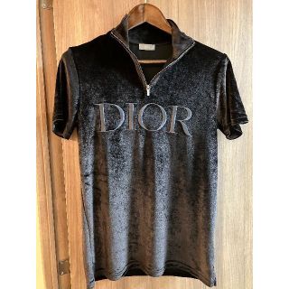 ディオールオム(DIOR HOMME)の【DIOR】ディオール　2019年秋冬ベルベット ベロアTシャツ　刺繍ロゴ　黒(Tシャツ/カットソー(半袖/袖なし))