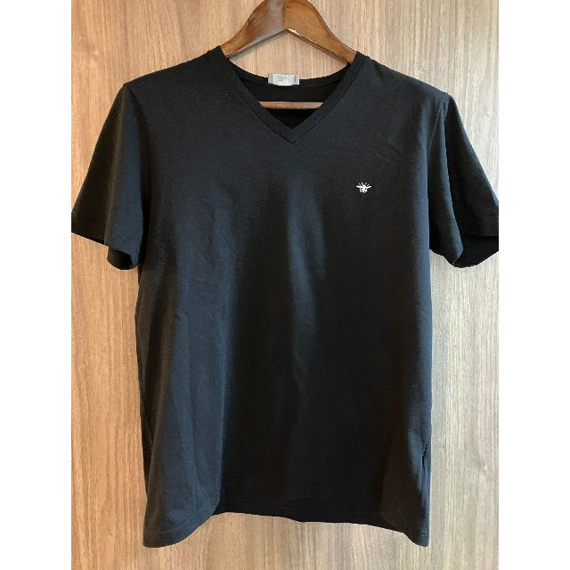 【Dior Homme】ディオールオム　VネックTシャツ　BEEロゴ　黒　M