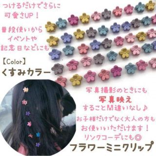 フラワー ミニヘアクリップ くすみカラー バンスクリップ アレンジ 韓国雑貨(ヘアピン)