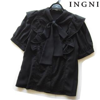 イング(INGNI)の新品INGNI/イング レースフリルボウタイブラウス/BK(シャツ/ブラウス(半袖/袖なし))