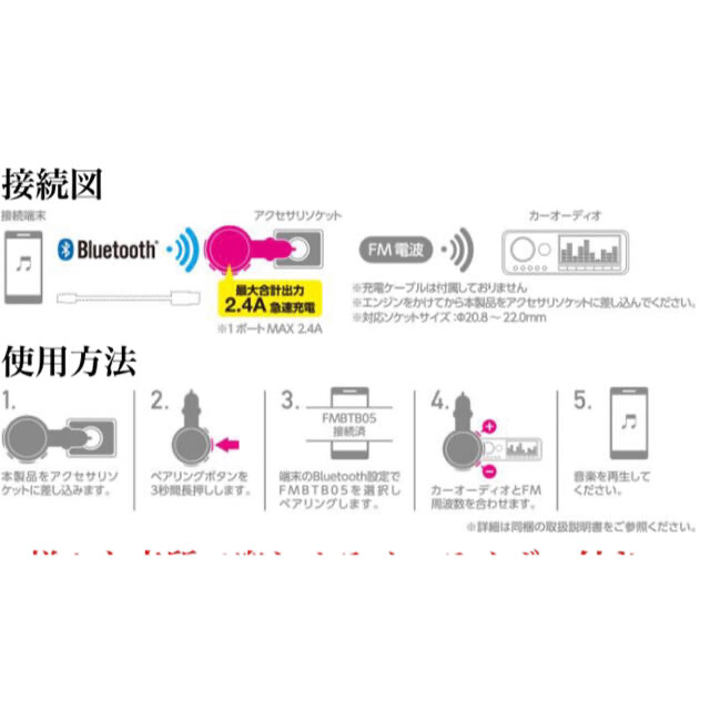 ELECOM(エレコム)のエレコム FMトランスミッター Bluetooth 自動車/バイクの自動車(車内アクセサリ)の商品写真