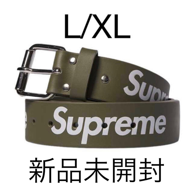 Supreme Repeat Leather Belt Olive