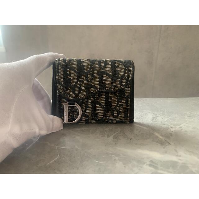 美品 クリスチャンディオール 折り財布 トロッター柄 キャンバス Dサドル-