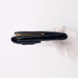 ✨美品✨フェラガモ 折り財布 がま口 ヴァラリボン リザード ネイビー ミニ財布