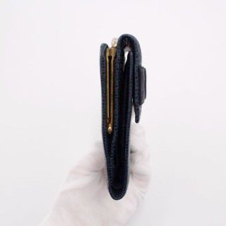 ✨美品✨フェラガモ 折り財布 がま口 ヴァラリボン リザード ネイビー ミニ財布