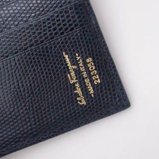 ✨美品✨フェラガモ 折り財布 がま口 ヴァラリボン リザード ネイビー ミニ財布
