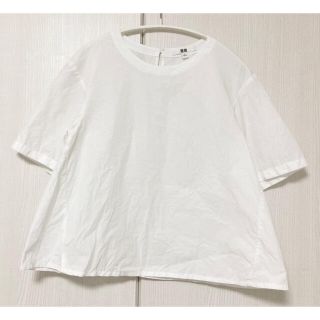 ユニクロ(UNIQLO)のUNIQLO 半袖ブラウス 白 ショート丈 S ユニクロ (シャツ/ブラウス(半袖/袖なし))