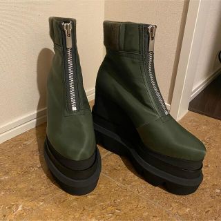 サカイ(sacai)のsacai 厚底　チャンキーヒール　ナイロン　ツイル　ショート　ウェッジ　ブーツ(ハイヒール/パンプス)