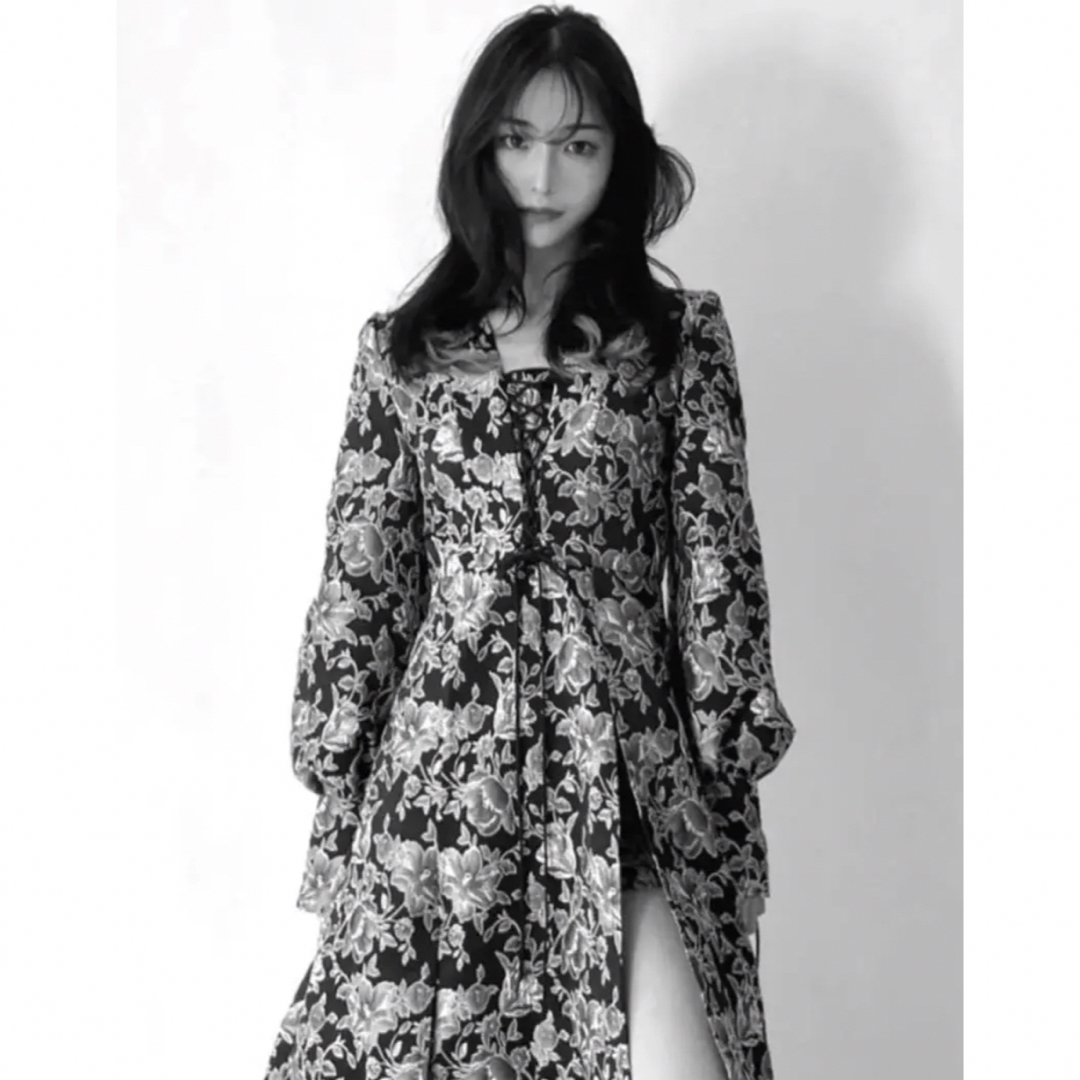 flower jacquard long dress