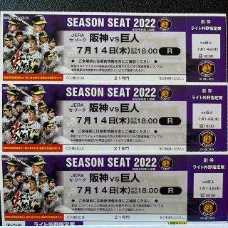 ハンシンタイガース(阪神タイガース)の7/14(木) 阪神vs巨人戦　3席(野球)