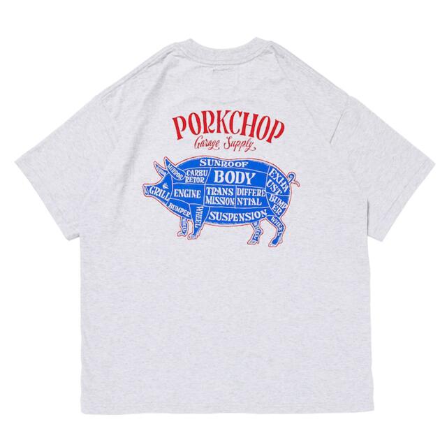 XL porkchop PORK BACK TEE グレーTシャツ/カットソー(半袖/袖なし)