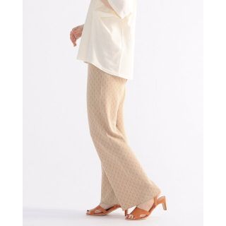 ビームス(BEAMS)の【LT.BEIGE】BEAMS HEART / ジャカード ニット ストレートパンツ(その他)