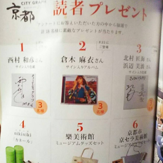 京都シティグラフ2019冊子141倉木麻衣サイン入りDISH//北村匠海 京都シティグラフ2019冊子141倉木麻衣サイン入りDISH//北村匠海