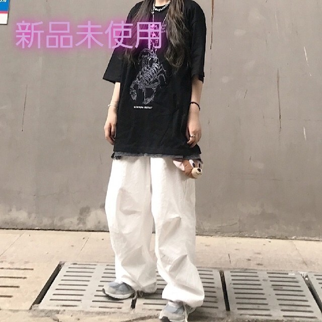 スノーカモパンツ ユニセックス ワイドパンツ ホワイト ストリートの通販 by Ayamusubi｜ラクマ