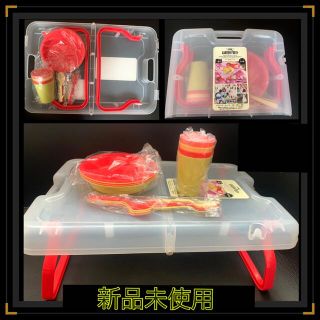 【新品未使用】日本製　折りたたみテーブル＆食器セット　キャンプアウトドアグッズ(アウトドアテーブル)