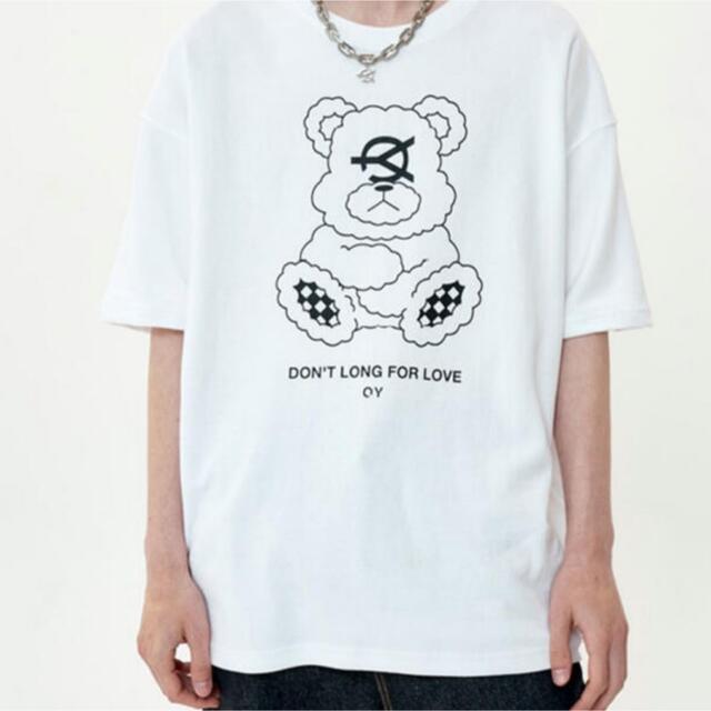 MILKBOY(ミルクボーイ)の『OY/オーワイ』ホワイト ODOLLY T/オードリープリント半袖くまTシャツ メンズのトップス(Tシャツ/カットソー(半袖/袖なし))の商品写真