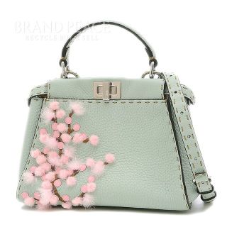 フェンディ(FENDI)のフェンディ セレリア ピーカブー ミニ 桜 2Wayバッグ レザー/ミンク ブル(ハンドバッグ)