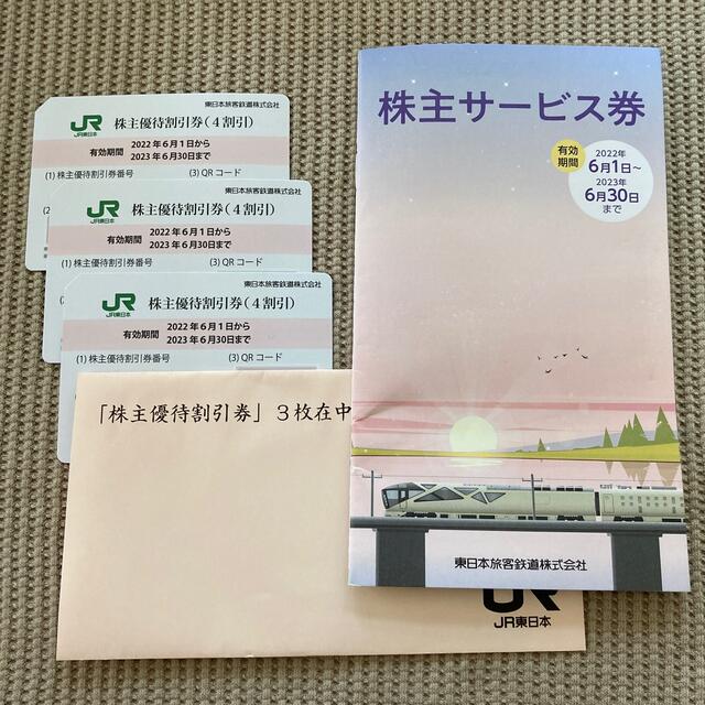 組み合わせ自由自在 JR東日本の株主優待割引券4枚&株主サービス券2冊