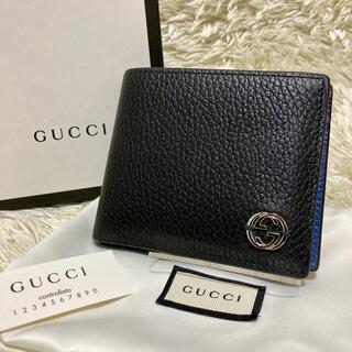 Gucci - 箱付✨グッチ 二つ折り財布 インターロッキングGシボ レザー 