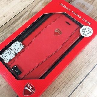 本革 DUCATI iPhone8P/7Plus フリップカバー レッド