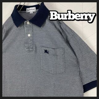 BURBERRY - Burberry バーバリー ポロシャツ 総柄 刺繍ロゴ メンズ ワンポイント