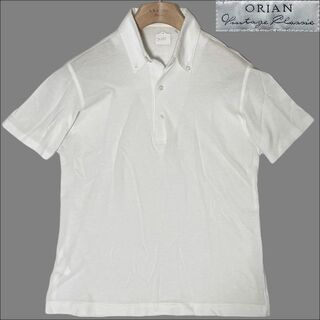 オリアン(ORIAN)のJ6385 美品 オリアン ボタンダウン 鹿の子 ポロシャツ ホワイト M(ポロシャツ)