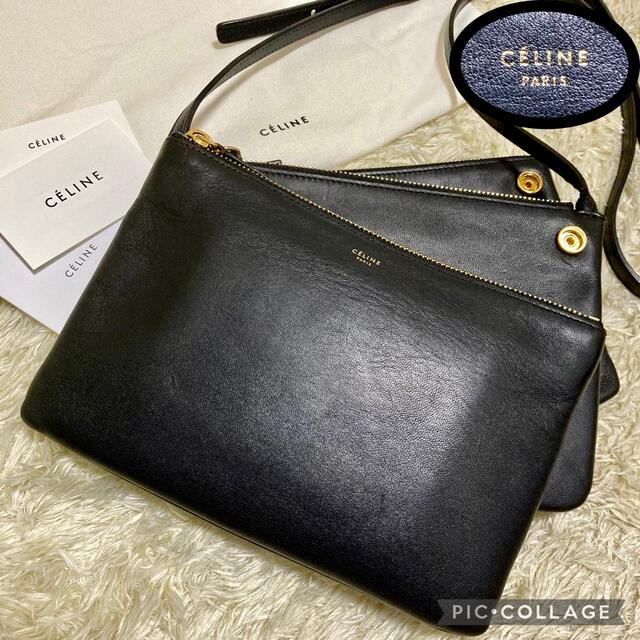 celine - 保存袋付✨美品✨セリーヌ トリオスモール ショルダーバッグ 旧ロゴ フィビー 黒