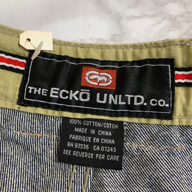 貴重【ECKO UNLTD】00s エコーアンリミテッド ワイドデニムショート