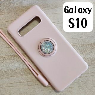 Samsung Galaxy S10 スマホケース ビジューリング ベージュピン(Androidケース)