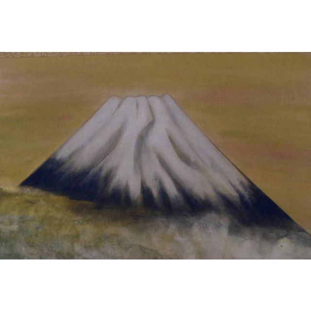 【真作】益井三重子/富士山新緑図/横物/掛軸☆宝船☆Z-864美術品/アンティーク