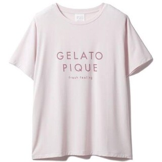 ジェラートピケ(gelato pique)のジェラートピケ　フルーツロゴ柄T    ピンク色(Tシャツ(半袖/袖なし))