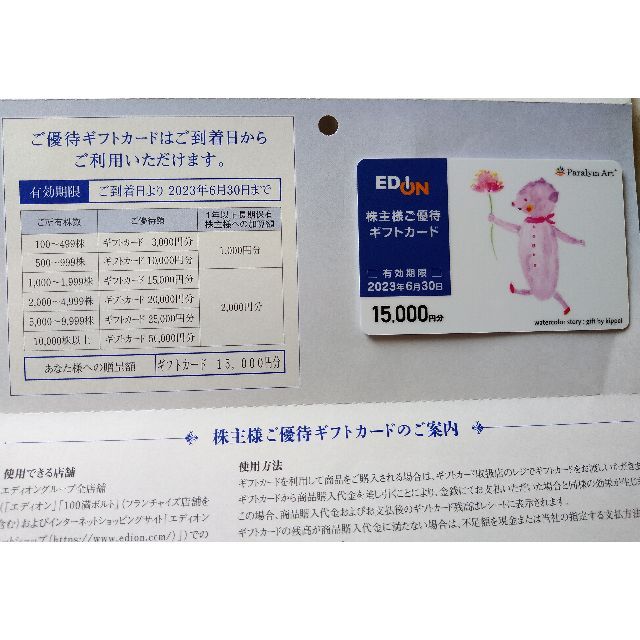 エディオン　株主優待 チケットの優待券/割引券(ショッピング)の商品写真