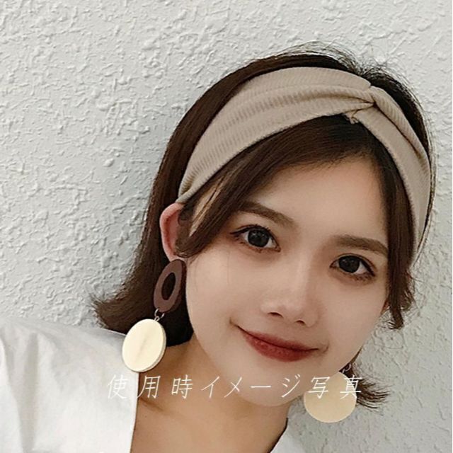 ♡ 匿名配送 リブ へアバンド ブラック ターバンバンド レディースのヘアアクセサリー(ヘアバンド)の商品写真