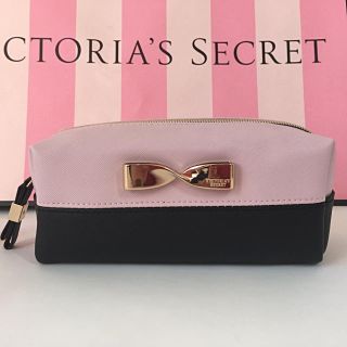 ヴィクトリアズシークレット(Victoria's Secret)のビクシー ポーチ ピンク ブラック バイカラー ツートーン リボン ペンケース(ポーチ)