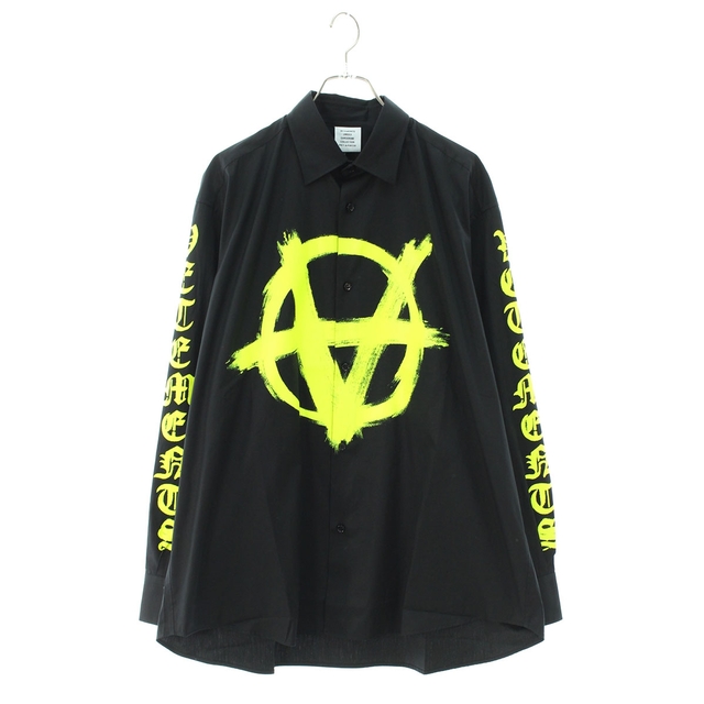 特別オファー VETEMENTS L メンズ ダブルアナーキープリントシャツ