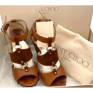 ジミーチュウ(JIMMY CHOO)のJimmyChoo ジミーチュウレザー×ウッド 厚底サンダル(サンダル)