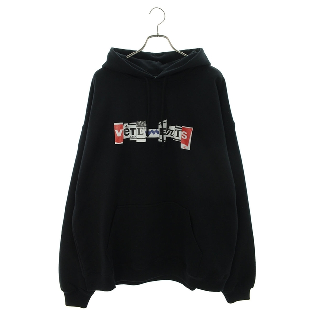 新しいブランド VETEMENTS M メンズ ミックスロゴプルオーバーパーカー