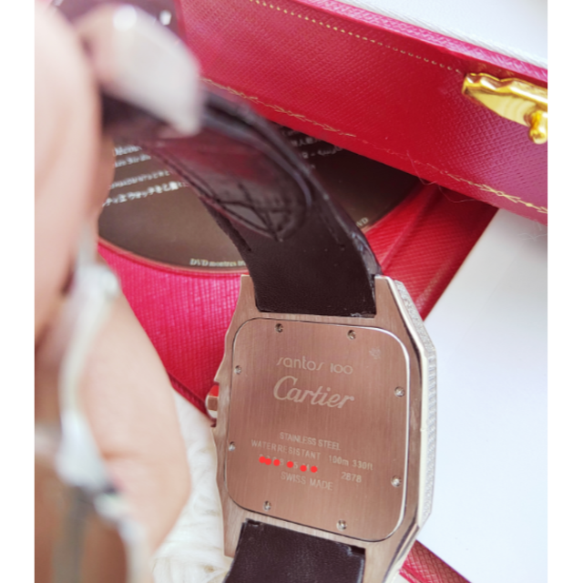 Cartier(カルティエ)のカルティエ　サントス100LM ベゼル天然SSダイヤ メンズ 天然アフターダイヤ メンズの時計(腕時計(アナログ))の商品写真