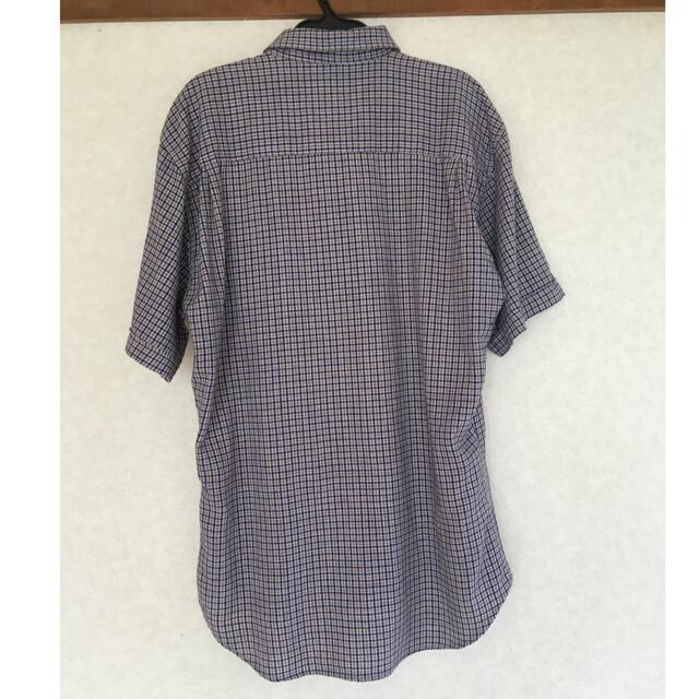 【夏の処分SALE】ネイビー 襟付き カジュアル チェックシャツ(半袖) レディースのトップス(シャツ/ブラウス(半袖/袖なし))の商品写真