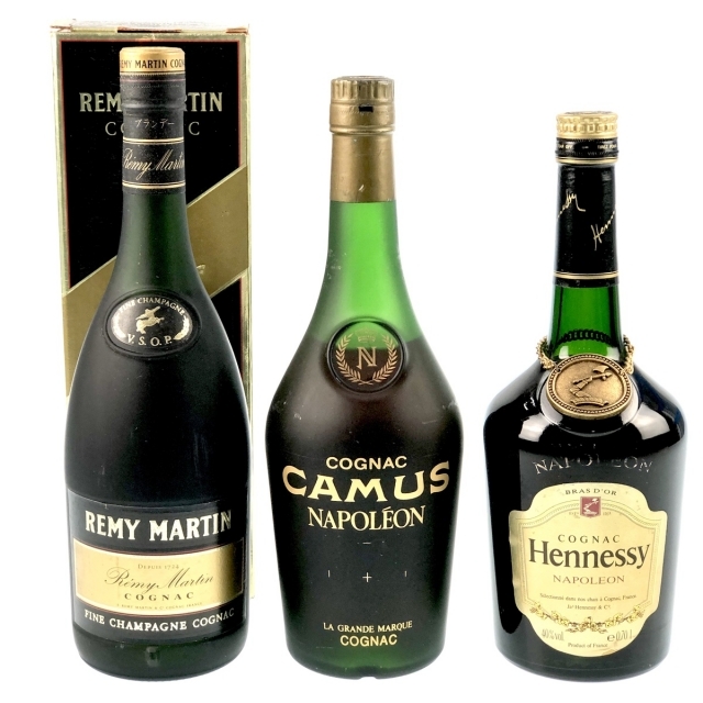 バイセルブランデーセット3本 Hennessy CAMUS REMY MARTIN コニャック 700ml