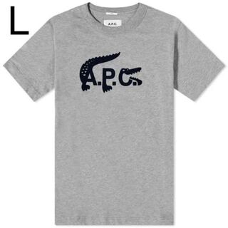 送料無料価格  グレー　Tシャツ アーペーセー　ラコステ　ロゴ　ユニセックス　L Tシャツ/カットソー(半袖/袖なし)