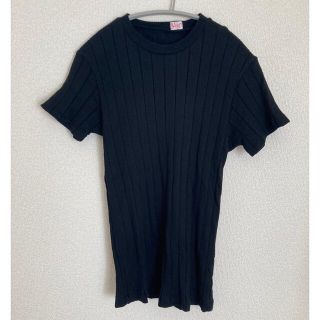 ヤングアンドオルセン(YOUNG&OLSEN)の【美品】ヤングアンドオルセン　リブ半袖カットソー　ブラック(Tシャツ(半袖/袖なし))