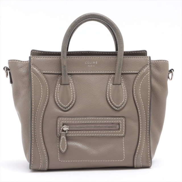 celine - セリーヌ  レザー  グレー レディース ショルダーバッグ