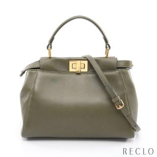 FENDI フェンディ ハンドバッグ ショルダーバッグ ニット グリーン ブラウン ゴールド金具 8BR445 良品  56453