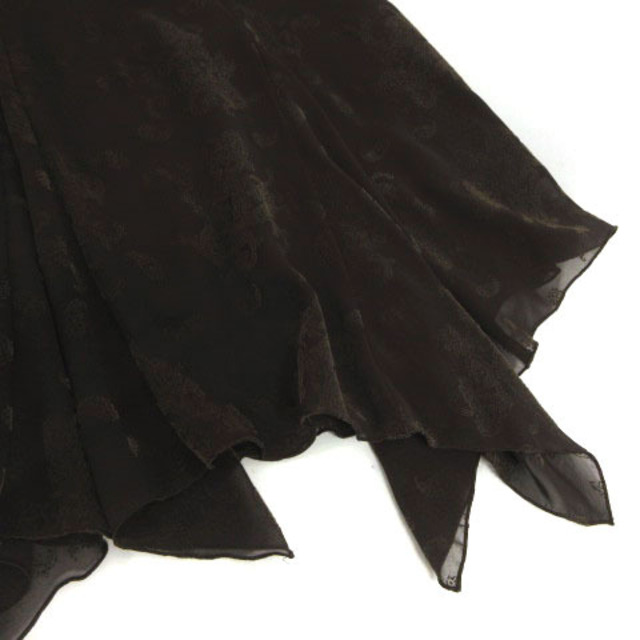 COMME CA ISM(コムサイズム)のCOMME CA ISM スカート フレア ひざ丈 立体模様 ペイズリー 茶 M レディースのスカート(ひざ丈スカート)の商品写真