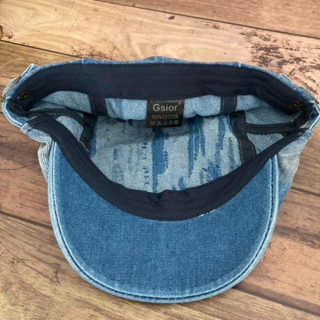 メンズ ブルー 綿素材　ダメージ加工ハンチング　コットン　シンプル　帽子 メンズの帽子(ハンチング/ベレー帽)の商品写真