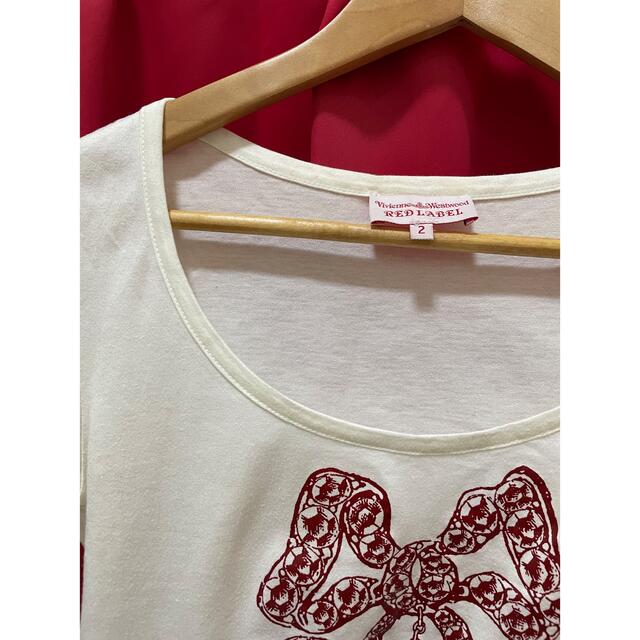 Vivienne Westwood(ヴィヴィアンウエストウッド)のヴィヴィアン半袖オーブリボンラロカットソーTシャツ白系MILK二階堂ふみ椎名林檎 レディースのトップス(カットソー(半袖/袖なし))の商品写真